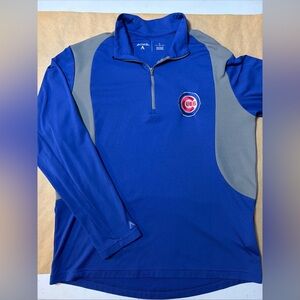 Antigua Men’s LARGE Chicago Cubs Blue /Grey Quarter-Zip Pullover with Logo